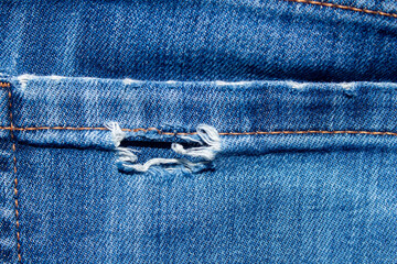 Old blue denim jean texture as background