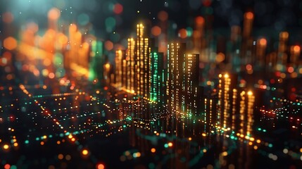 A high detail 3D close up of candlestick patterns in gold
