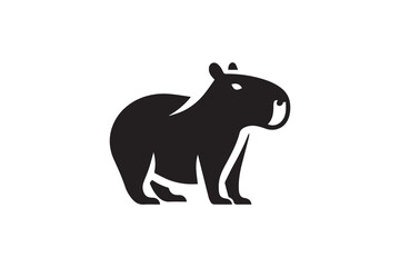 simple capybara silhouette icon vector isolated in white background