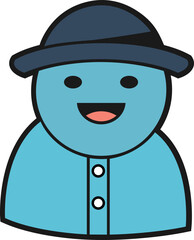 blue colour funny emoji with hat