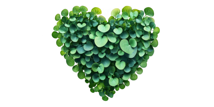 Illustration Of Green Leaf Heart Shape On Transparent Background - Powered by Adobe