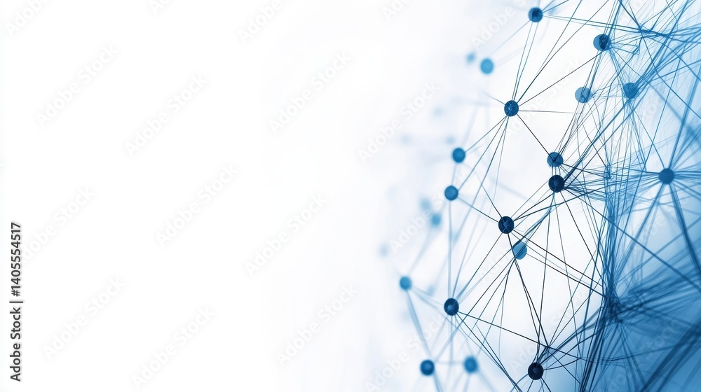 Poster abstract representation of interconnected nodes and lines illustrating digital technology concepts