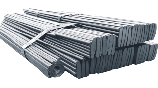 Illustration Of Metal Rods Stacked Together On Transparent Background - Powered by Adobe