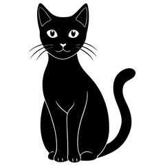 Obraz premium Minimal Black Cat Logo in Flat Style Simple Vector Animal Icon Design