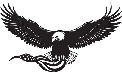 Obraz premium American Flag Eagle SVG | Patriotic USA Bald Eagle Cut File 