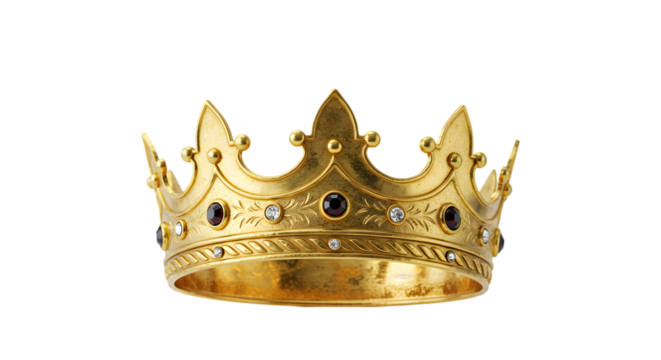 Golden Crown with Jewels: Transparent Background
