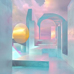 Pastel Geometric Cityscape