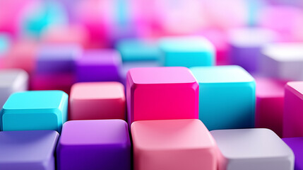 Obraz premium Colorful 3D Blocks in Vibrant Pastel Tones