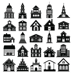 church and building set vector	
