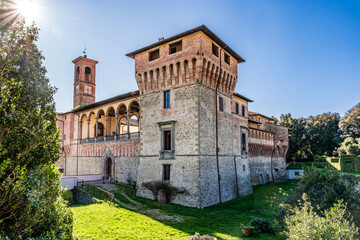 Exterior of Bufalini Castle, built in 15th century, in the small town of San Giustino, province of Perugia, Umbria region, Italy