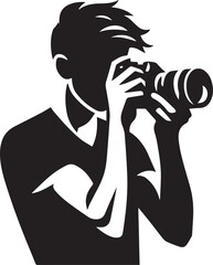 Silhouette of a Male Photographer with DSLR Camera in Action

