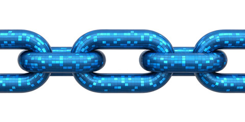 Blue digital chain link.  Concept of connection, network, and security.