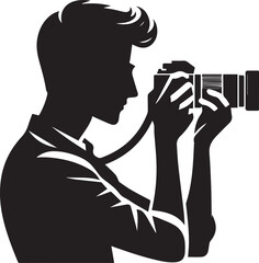 Silhouette of a Male Photographer with DSLR Camera in Action

