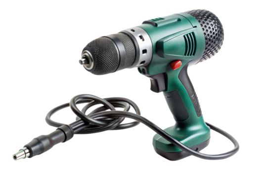 High performance cordless drill with sleek design on Transparent Background