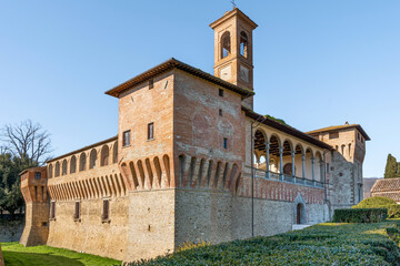 Exterior of Bufalini Castle, built in 15th century, in the small town of San Giustino, province of Perugia, Umbria region, Italy