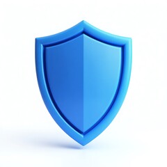 Blue shield 3D render bright clean background