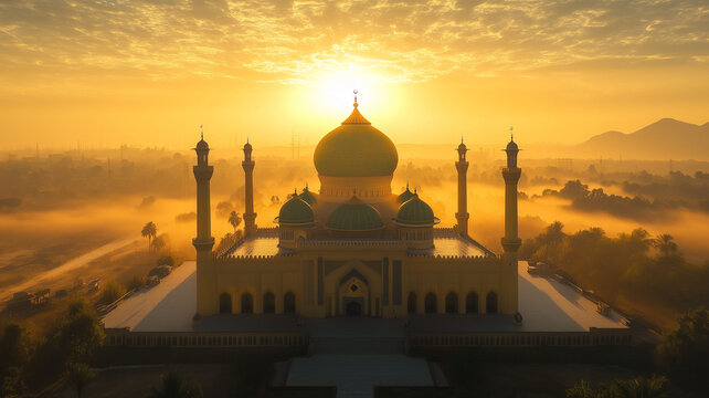 Breathtaking Sunrise Over Komlapur 3 Gombuj Mosque with Golden Light Reflecting on Its Serene Domes (7)