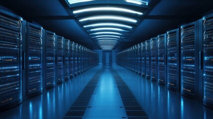 Fototapeta premium Futuristic server room interior