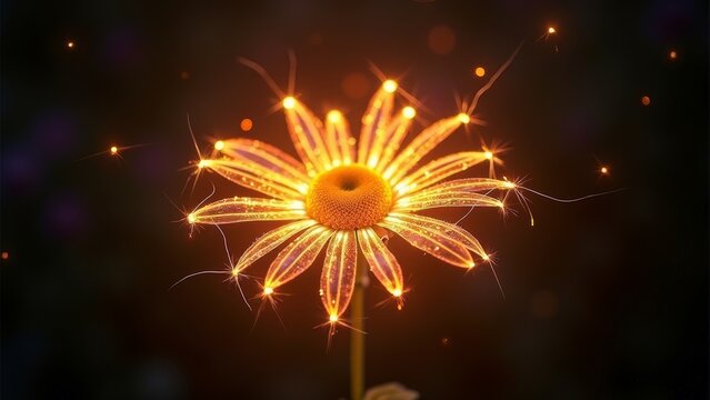 Daisy blooming with golden light