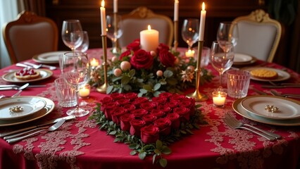 The romantic atmosphere of candlelight dinner