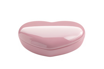 Pink 3D heart shaped container with a smooth finish showcasing a soft and modern design Ideal for themes of love romance and Valentine's Day Isolated with transparent background