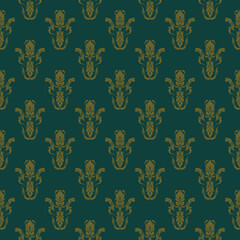 Damask pattern vector Perfect for bed sheets, carpets, and wallpapers, the seamless, vintage patterns add a touch of classic luxury to any fabric.