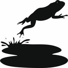 Isolated green frog silhouette, a wild animal illustration