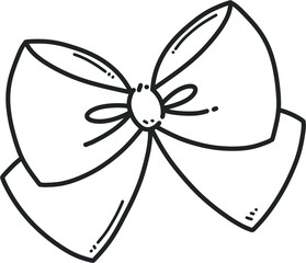 Flattern Bow Ribbon transparent line art monoline hand drawing clipart
