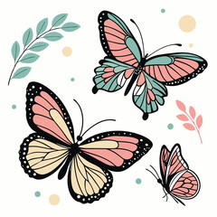 monarch butterflies set vector