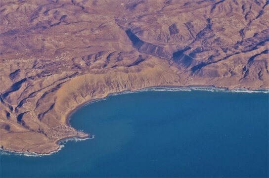 Imsouane from the sky, a region in between the desert and the ocean not too far from Agadir