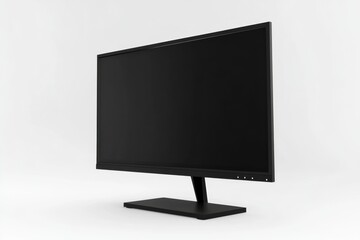 Modern black monitor on white background