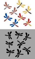 Set of Dragonfly Illustration
