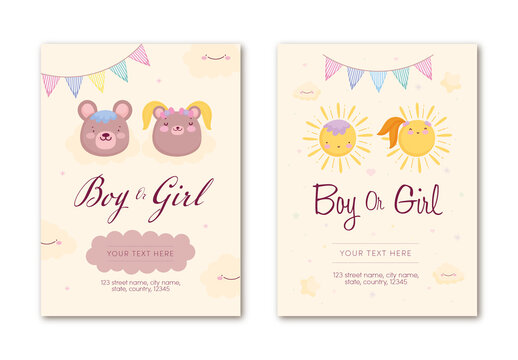 Cute Animal Baby Shower Invitation Design Layout