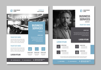Grey And Blue Professional Corporate Services Flyer Design