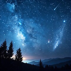 Naklejka premium night sky with stars and beautiful sky 