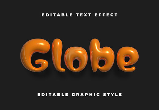 Orange Bubbly Glossy Font 3D Bright Bubble Text Effect