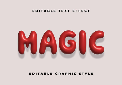 Red Bubble Inflated 3D Font Glossy Shadowed Balloon Text Effect