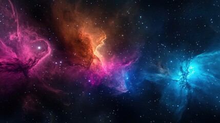 Obraz premium A clean and elegant deep-space gradient background with soft blues and purples blending into endless starlight