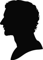 Beautiful man profile set logo, icon. Vector outline silhouette on white background