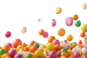 Colorful candy sweet treats background lollipops and hard candies assorted mix for party and celebrationsisolated on a transparent background.