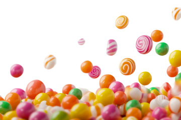 Colorful candy sweet treats background lollipops and hard candies assorted mix for party and celebrationsisolated on a transparent background.