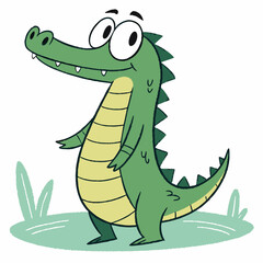 Flat Cartoon Vector Illustration Crocodile