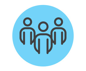 Business people boss employee team working together. Business success teamwork concept. Flat lined thin isolated icon set