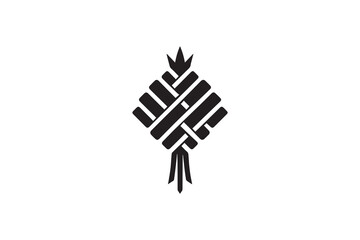 simple Ketupat silhouette icon vector isolated in white background