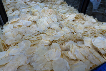Stack of Raw Melinjo Chips Traditional Asian Cuisine