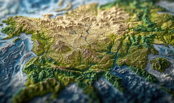 Scotland Highlands terrain map, aerial view, geographical features, tourism