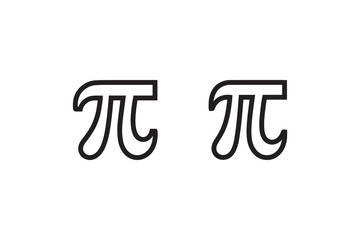 simple Math pi symbol silhouette icon vector isolated in white background	
