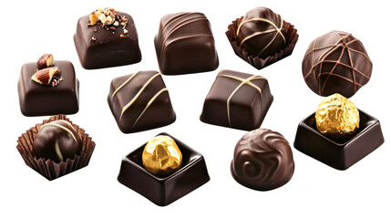 Isolated Chocolates Arrangement on Transparent Background Photo