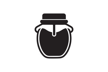 simple Honey jar silhouette icon vector isolated in white background	