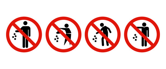 Do not litter, keep it clean, prohibition sign. Vector illustration.